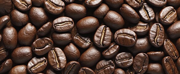 Fototapeta premium Freshly Roasted Coffee Beans Arranged in Natural Background