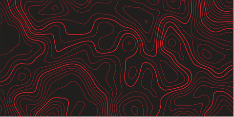 Abstract topographic map contour lines red black background panoramic terrain path mapping modern cartography vector illustration  © Rosa Alba L 
