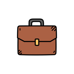 Brown Briefcase Illustration on Transparent Background Isolated Business Accessory Icon Baggage Handle Closure Corporate Equipment Flat Vector Art