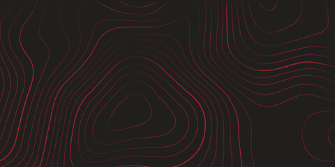 Ultra wide black background abstract red contour topographic map terrain path mapping modern cartography vector design  © Crazy CactuSS 