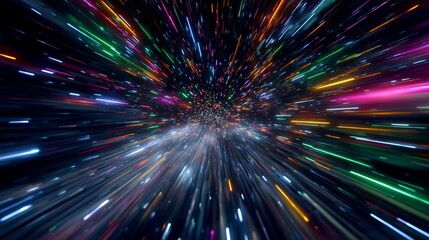 Abstract background showing accelerating light particles in hyperspace