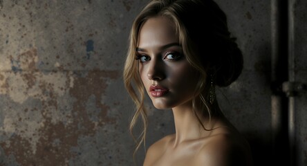 Fototapeta premium A beautiful portrait of a person with stylish hair and professional makeup