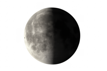 Venus planet half illuminated on transparent background