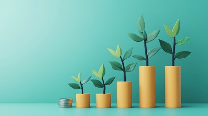 Growth of plants in pot representing financial success and investment