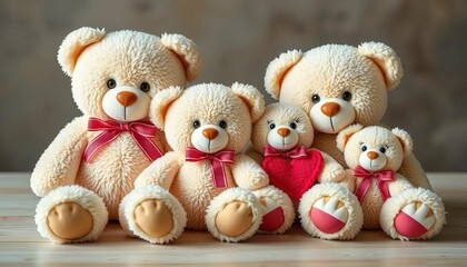 Adorable plush teddy bear family set, perfect for gifting,  stuffed animals,  love