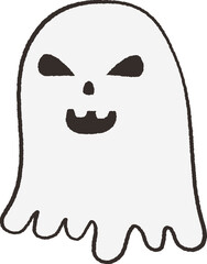 Cute halloween spooky ghost cartoon doodle illustration