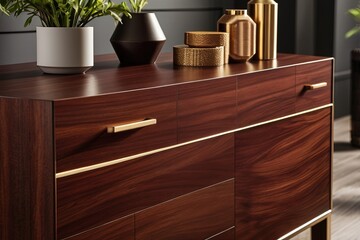 Closeup of luxurious mahogany wood showcasing