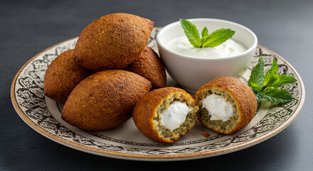 Kibbeh stuffed with cream cheese