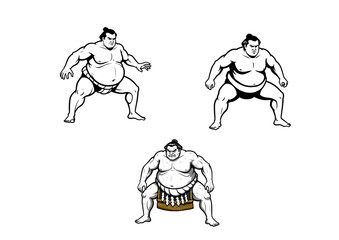 Fototapeta premium Illustration Sumo Wrestler Silhouettes Collection