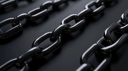 Fototapeta premium Black Metal Chains on Glossy Background for Design Use