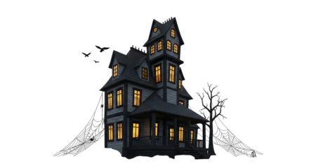 Spooky Victorian Haunted House isolated png transparent background