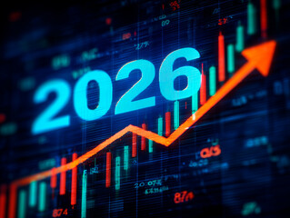 Stock graph with 2026 growth arrow

