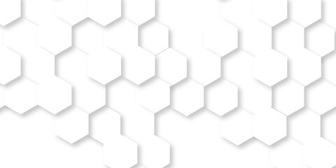 Futuristic abstract emboss white hexagon pattern vector design. Hexagon concept design abstract cube business technology background.	