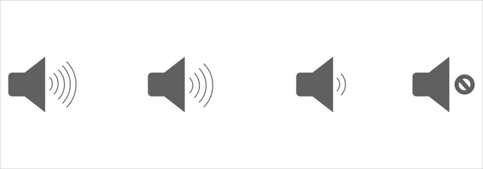Sound Icon, Speaker icon set. volume icon vector. Sound icon, volume symbol, speaker sign, audio control set.