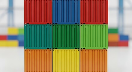 Fototapeta premium Colorful shipping containers stacked containers cargo containers logistics containers transport containers