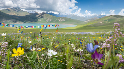 MountainLakeWildflowersPrayerFlags
