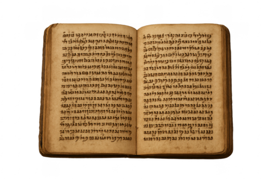 Ancient historical manuscript book with old script writing