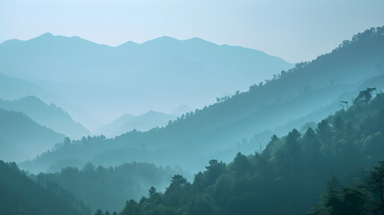 MountainRangeWithForestsAndFog