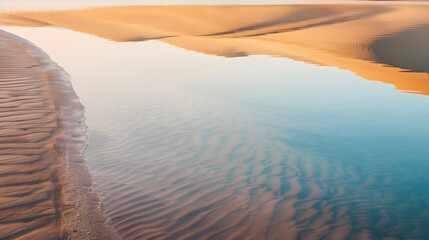 Desert Sand Dunes Reflecting In Water