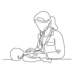 A doctor is treating a newborn baby. The pediatrician performs a health check-up on a happy baby. The pediatrician performs a health check-up on a happy baby, depicting professional and gentle early.