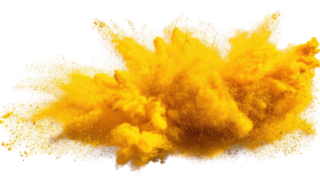 Bright yellow powder explosion - Powered by Adobe