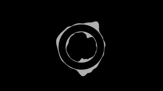4k circle Audio spectrum circular motion, o ring, animation of soundwave, waveform, audio ring equalizer