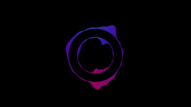 4k O ring gradient Audio spectrum circular motion, animation of soundwave, waveform, audio ring equalizer