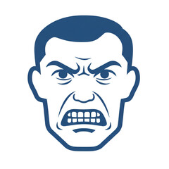 
Illustration of a man's facial expression frowning with an angry expression and gritted teeth. isolated on a white background.