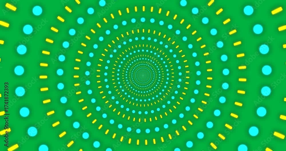 Canvas Prints animation of yellow and blue neon circle pattern moving in hypnotic motion on transparent background