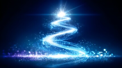 Header Festive Light Ribbon Christmas Tree with Copy Space.Generative AI
