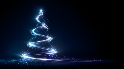 Background Abstract Christmas Tree Light Trail with Negative Space.Generative AI
