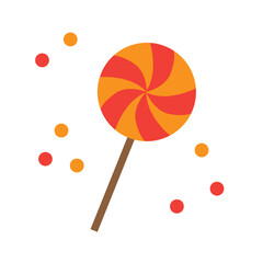 Bright Swirl Lollipop With Colorful Dots. Playful Candy Treat For Parties And Kids
