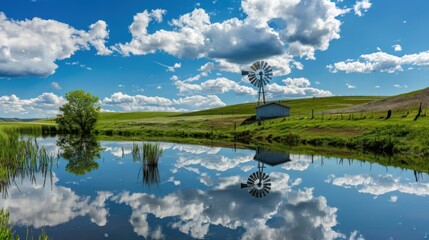 Tranquil Rural Landscapes: Lakes, Rivers & Ponds with Reflections, Green Forests and Blue Skies