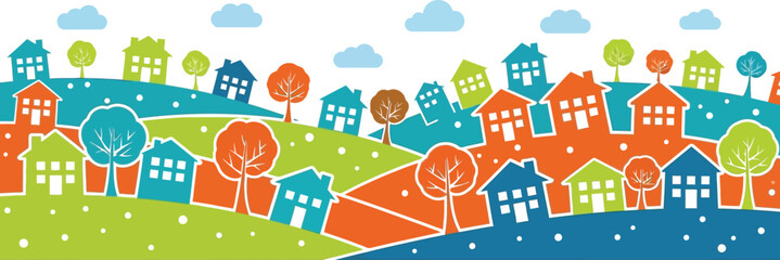 Colorful houses vector illustration for real estate concept art editable vector