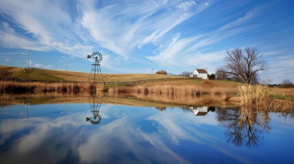 Tranquil Rural Landscapes: Lakes, Rivers & Ponds with Reflections, Green Forests and Blue Skies