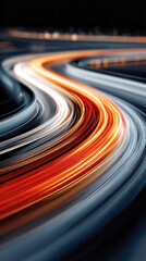 Dynamic Light Trails and Speed Blur Representing High-Speed Data Transfer