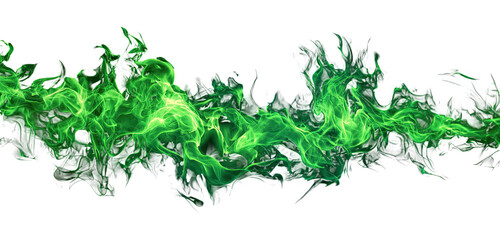 Abstract vibrant green flames against black background