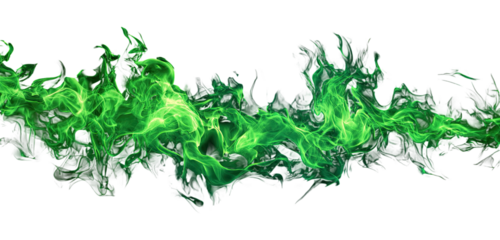 Abstract vibrant green flames against black background