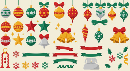 vector illustration of a set of christmas icons