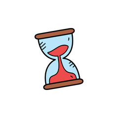 Cartoon Hourglass with Flowing Red Sand on Transparent Background Simple Vector Illustration Showing Time Passage and Deadline Concept