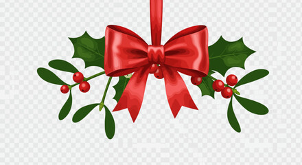 christmas wreath with red bow transparant decoration