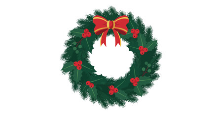 christmas wreath on white background illustration