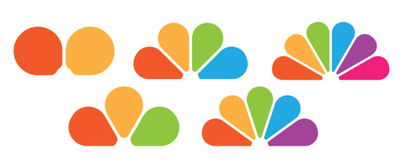 Colorful feather peacock infographic template. Logo evolution growth, step process graphic