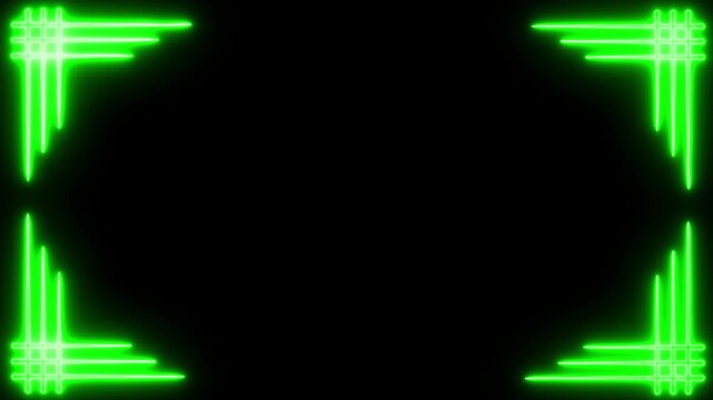 Futuristic Neon Border Frame with Glowing Pink Lines on a Black Background for Digital Design