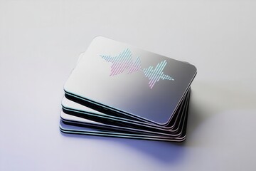 Modern sound wave design on stacked cards creates a dynamic audio technology concept, perfect for podcasts, music production, and innovative tech branding