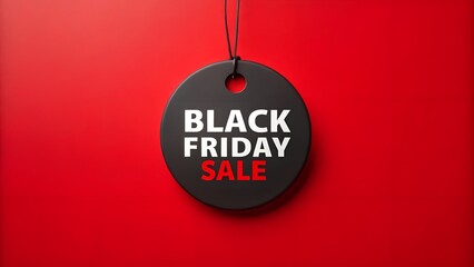 Black friday sale tag isolated on red background for promotional advertising