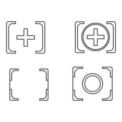 Obraz premium Four icons representing plus and minus symbols within brackets