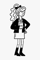 Hand Drawn Black Line Character Illustrations