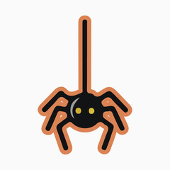 Hanging Halloween Spider Decoration with Orange Outline.