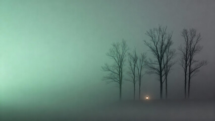 Haunted Forest Misty Halloween Sage Green to Gray Gradient Minimalist Eerie Background